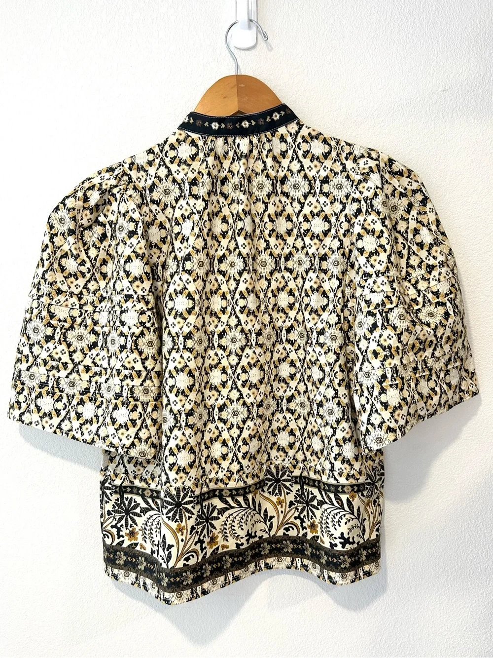 Anthropologie Pleated Puff Sleeve Blouse Boho Cottagecore Peasant Romantic XS